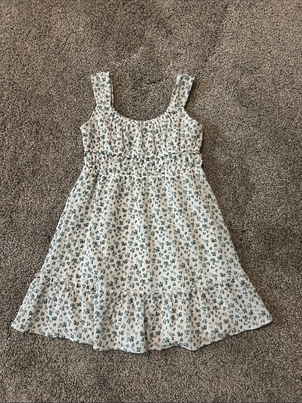 RSQ White Dress with Green Floral Print